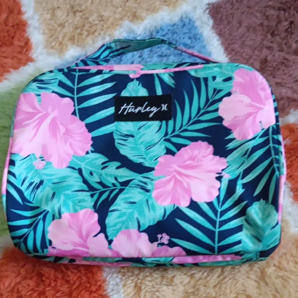 Hurley Pink Tropical Floral Cosmetic Bag - Picture 1 of 8